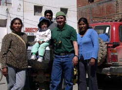 Wilma, Sabrina, Jose, Roberto and babysitter in Villazon, before I crossed into Argentina