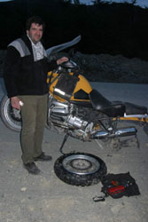Claudio helping me with a flat tire