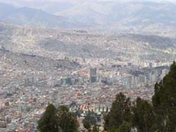 La Paz, Bolivia, looking down from the rim of the Altiplano