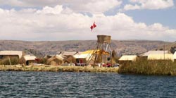 A reed island on Lake Titicaca.  One of only two or three such communities in the world.