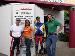 Ricardo, model and two Columbian trials riders at Moto Show in Guayaquil