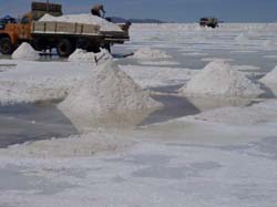 Salt harvesting on the Salar de Uyuni