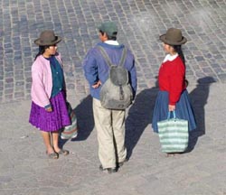 Two women in native attire in Cusco